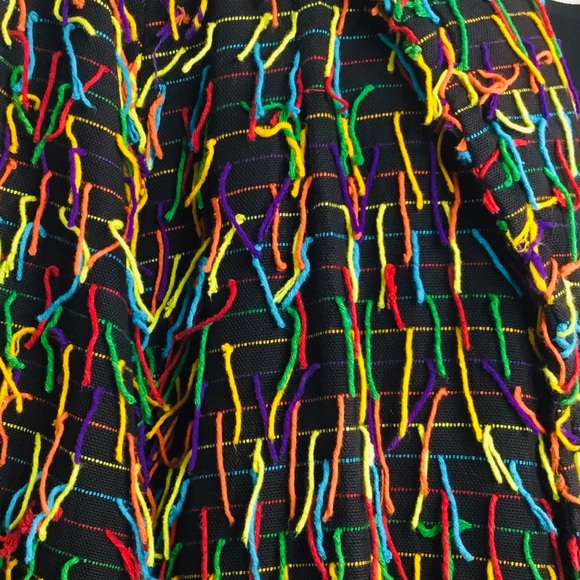 Car Pool Couture Funky Retro Black/Colorful Fringe Stripe Open-Front Blazer Larg - Picture 4 of 12